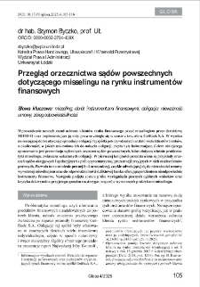 Przegląd orzecznictwa sąd&oacute;w powszechnych dotyczącego misselingu na rynku instrument&oacute;w finansowych