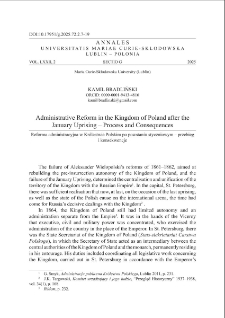 Administrative reform in the Kingdom of Poland after the January Uprising &ndash; process and consequences