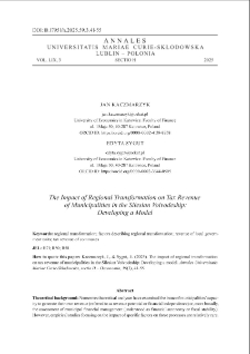 The impact of regional transformation on tax revenue of municipalities in the Silesian voivodeship : developing a model