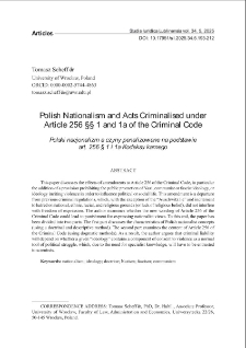 Polish Nationalism and acts criminalised under article 256 &sect;&sect; 1 and 1 a of the criminal code