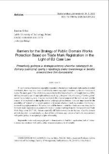 Barriers for the strategy of public domain works protection based on trade mark registration in the light of EU case law