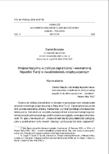 Miejsce faszyzmu w polityce zagranicznej i wewnętrznej Republiki Turcji w dwudziestoleciu międzywojennym