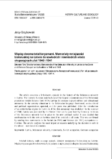 Między dwoma totalitaryzmami. Memoriały mniejszości białoruskiej na Łotwie do sowieckich i niemieckich władz okupacyjnych z lat 1940 i 1941
