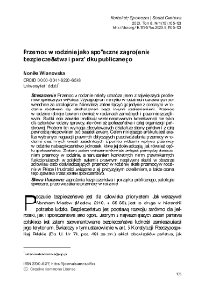 Przemoc w rodzinie jako społeczne zagrozenie bezpieczenstwa i porzadku publicznego