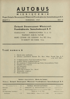 Autobus : organ Związku Stowarzyszeń Właścicieli Przedsiębiorstw Samochodowych / red. Maria de Lavaux. R. 6 [i.e. 7], z. 6 (1937)