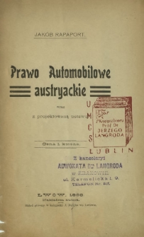 Prawo automobilowe austryackie wraz z projektowaną ustawą