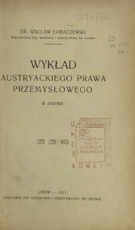 Wykład austryackiego prawa przemysłowego w zarysie