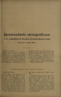 Sprawozdanie Stenograficzne z ... Posiedzenia Sejmu Ustawodawczego z dnia 20 marca 1919 r.