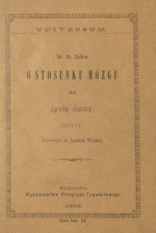 O stosunku mózgu do życia duszy : odczyt