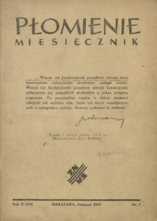 Płomienie : organ Związku Niezależnej Młodzieży Socjalistycznej. R. 2=7, Nr 7 (listopad 1947)