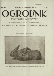 Ogrodnik : dwutygodnik ilustrowany. R. 16, nr 21 (11 listopada 1926)
