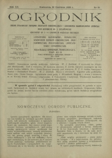 Ogrodnik : organ Polskiego Związku Zrzeszeń Ogrodniczych i Syndykatu Plantator&oacute;w Chmielu. R. 20, nr 11 (12 czerwca 1930)