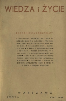 Wiedza i Życie : miesięcznik poświęcony sprawie kultury i oświaty R. 13, z. 9 (wrzesień 1938)